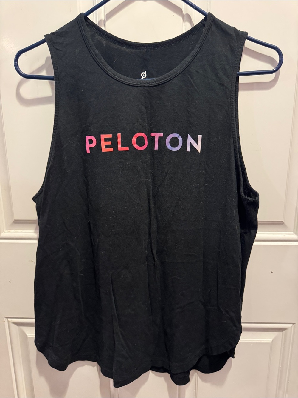 Peloton Black Tank Top Pink to Purple Ombre Logo Size L